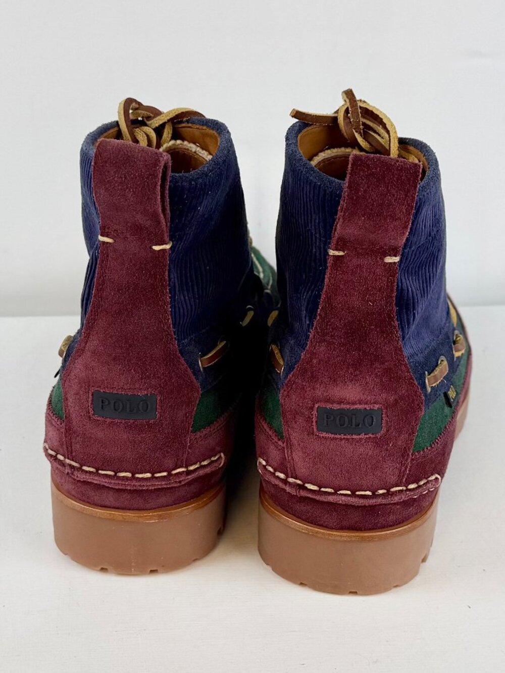 Men's 11 -Polo Ralph Lauren Country Ranger Mid Colorblock Suede Corduroy Boots - Picture 6 of 8
